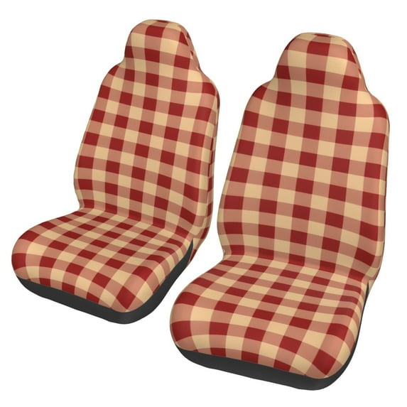KAKALAD Red Buffalo Check Car Accessories Seat Covers Set Vehicle Seat Covers Universal Front Seats Protector 2 Pcs