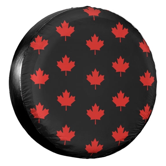KAKALAD Red maple leaf pattern Spare Tire Cover Universal Vehicle Accessories Buckle Car Tools 14”in