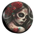 thumbnail image 1 of KAKALAD Rose Sugar Skull Girl 01 Spare Tire Cover Universal Car Vehicle Tools For Rv SUV Truck Camper Travel Trailer Accessories Buckle 14” Inch, 1 of 6