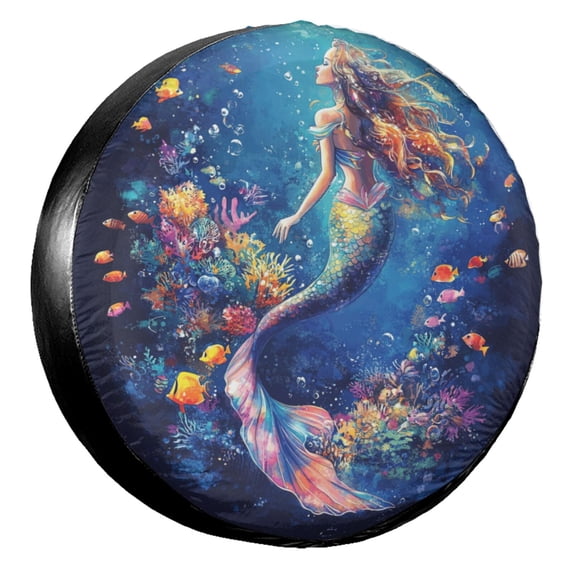 KAKALAD Sea Mermaid 06 Spare Tire Cover Universal Vehicle Accessories Buckle Car Tools 15”in