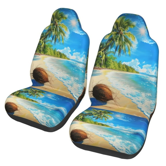 KAKALAD Sea Sunshine Beach Coconut 02 Car Accessories Seat Covers Set Vehicle Seat Covers Universal Front Seats Protector 2 Pcs