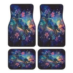 KAKALAD Sea Turtle In The Stars Car Floor Mats 4PC Set Carpet Protection, Universal Fit for Car SUV VA & Truck, Vehicle Front & Rear
