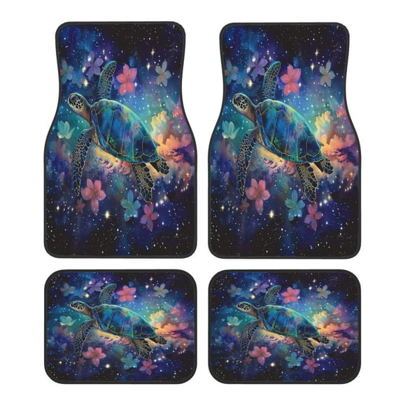 KAKALAD Sea Turtle In The Stars Car Floor Mats 4PC Set Carpet Protection, Universal Fit for Car SUV VA & Truck, Vehicle Front & Rear