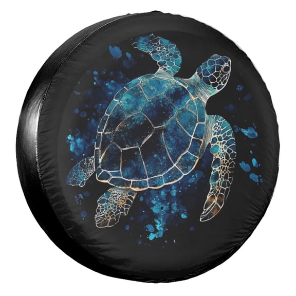 KAKALAD Sea Turtle Watercolor Blue 2 Spare Tire Cover Universal Vehicle Accessories Buckle Car Tools 16”in