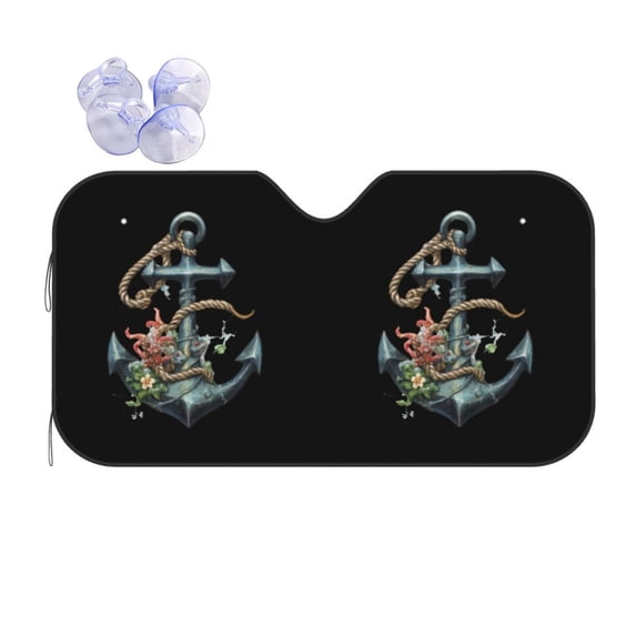 KAKALAD Seaweed Starfish Anchor 04 Folding Aluminum Windshield Car Sun Shades 51"x 27.5"