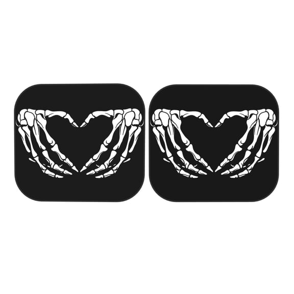 KAKALAD Skeleton Hands Howing Heart Universal Car Windshield Sunshade 2 Pcs 28.9"x 23.4"