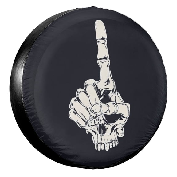 KAKALAD Skeleton'S Middle Finger Spare Tire Cover Wheel Protectors Weatherproof Universal Vehicle Dust-Proof for Trailer Rv SUV Truck Camper Travel Trailer Accessories 14 ” Inch