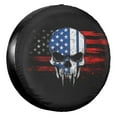 thumbnail image 1 of KAKALAD Skull American Flag Blue Thin Line 01 Spare Tire Cover Universal Vehicle Accessories Buckle Car Tools 17”in, 1 of 6