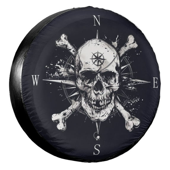 KAKALAD Skull Bones Spare Tire Cover Universal Vehicle Accessories Buckle Car Tools 14”in