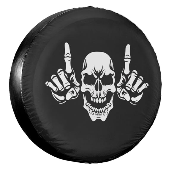 KAKALAD Skull Hands Middle Finger 02 Spare Tire Cover Wheel Protectors Weatherproof Universal Vehicle Dust-Proof for Trailer Rv SUV Truck Camper Travel Trailer Accessories 14 ” Inch