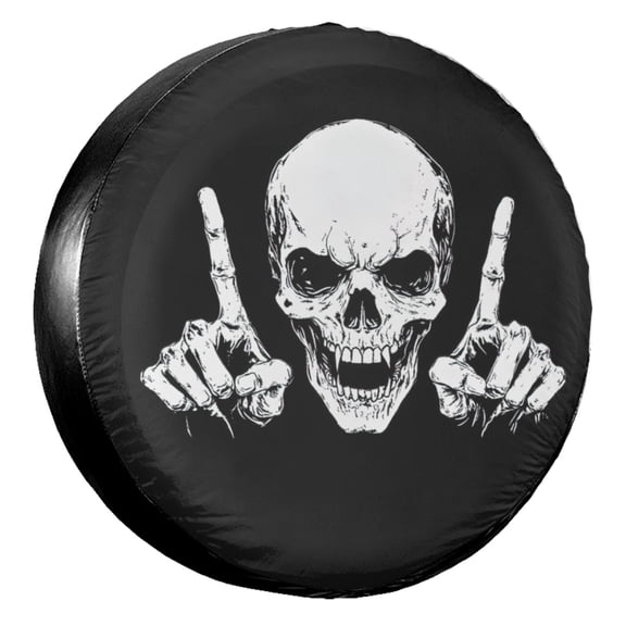 KAKALAD Skull Hands Middle Finger 04 Spare Tire Cover Wheel Protectors Weatherproof Universal Vehicle Dust-Proof for Trailer Rv SUV Truck Camper Travel Trailer Accessories 14 ” Inch