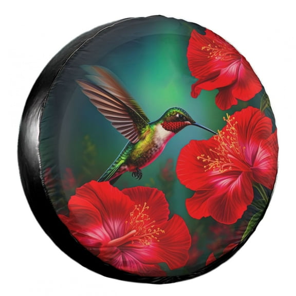 KAKALAD Spring Bird Hummingbird And Flowers 03 Spare Tire Cover Weatherproof Universal Vehicle Accessories 14 Inch