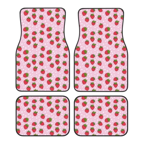 KAKALAD Strawberry Pink 01 Car Floor Mats 4PC Set Carpet Protection, Universal Fit for Car SUV VA & Truck, Vehicle Front & Rear