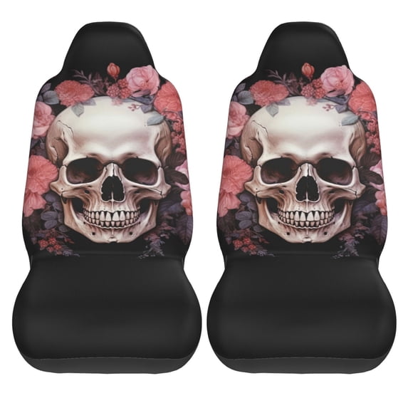 KAKALAD Sugar Skull Flower 01 Car Seat Covers Set Vehicle Front Seats Protector 2 Pcs