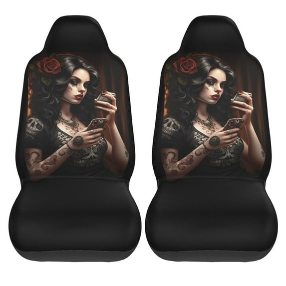 KAKALAD Sugar Skull Girl 03 Car Seat Covers Set Vehicle Front Seats Protector 2 Pcs