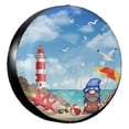 thumbnail image 1 of KAKALAD Summer Gnomes Humor Lighthouse Starfish Spare Tire Cover Universal Vehicle Accessories Buckle Car Tools 17”in, 1 of 6