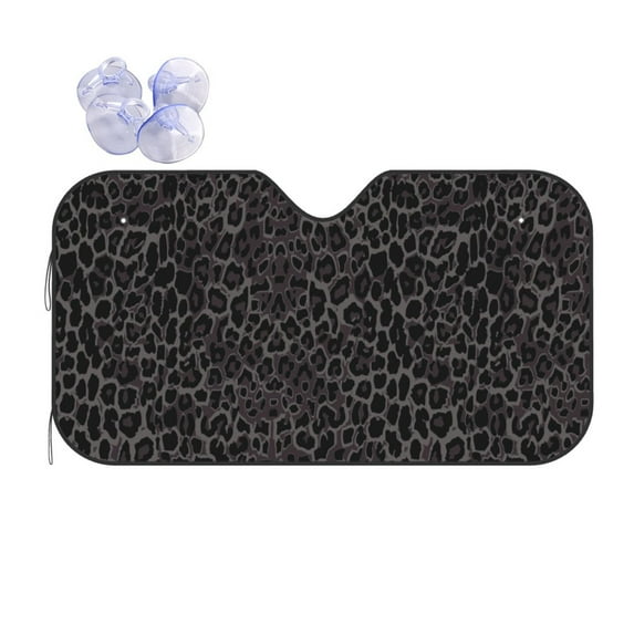 KAKALAD Leopard Print Universal Windshield Car Sun Shades Accordion Folding Auto Aluminum Sunshade 51"x 27.5"