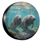KAKALAD Underwater Ocean Sea Wildlife Manatee 03 Spare Tire Cover Universal Vehicle Accessories Buckle Car Tools 17 in