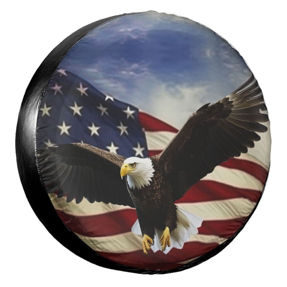 KAKALAD Usa Patriotic American Eagle Flag 01 Spare Tire Cover Universal Vehicle Accessories Buckle Car Tools 14”in