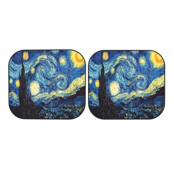 KAKALAD Van Gogh starry sky Universal Car Windshield Sunshade 2 Pcs 28.9"x 23.4"