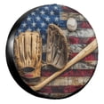thumbnail image 1 of KAKALAD Vintage American Flag Baseball Bat 01 Spare Tire Cover Universal Vehicle Accessories Buckle Car Tools 16”in, 1 of 6