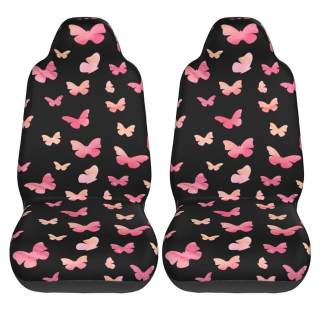 15-Piece Butterfly Car Seat Covers Full Set - Purple Glitter Butterfly Design, Includes Seat Covers, Steering Wheel Cover, Armrest Pad & More