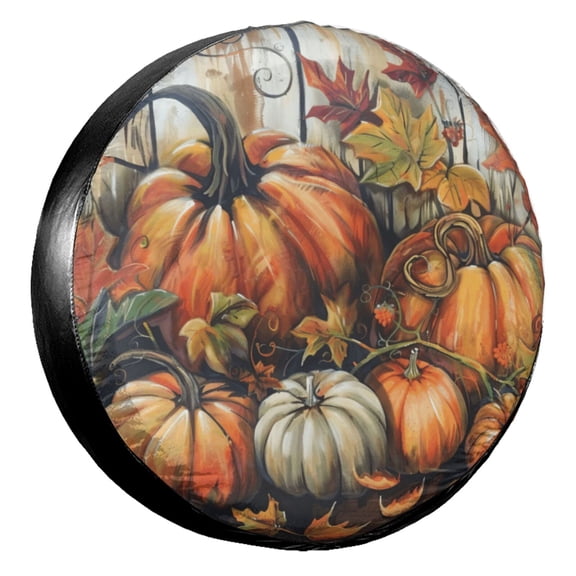 KAKALAD Welcome Fall Pumpkins 03 Tire Cover Universal Durable Waterproof Car Vehicle Tools Accessories Buckle 14” Inch