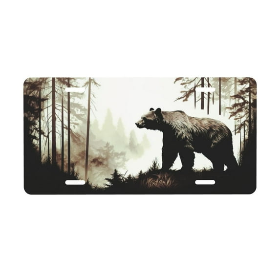 KAKALAD Woods Forests Bear 05 Aluminum Universal Car Vehicles License Plate 6" x 12" (4 Holes)
