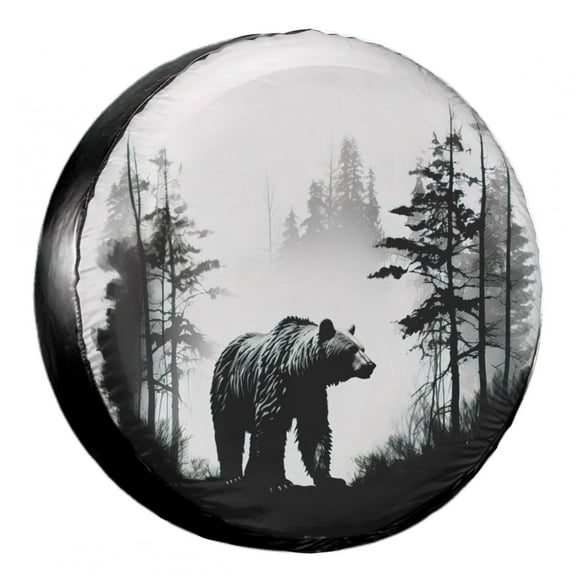 KAKALAD Woods Forests Bear 07 Spare Tire Cover Universal Car Vehicle Tools For Rv SUV Truck Camper Travel Trailer Accessories Buckle 14” Inch