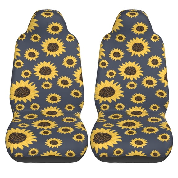 KAKALAD Yellow Sunflowers Blue Car Seat Covers Set Vehicle Front Seats Protector 2 Pcs
