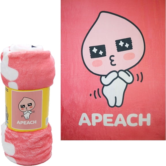 KAKAO FRIENDS Kakaotalk Soft Warm Lightweight 60" Fleece Throw Blanket 1PC (Happy Apeach)