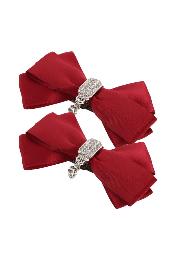 1 Pair Red Bow Knot Shoe Clip Rhinestones Decorative Accessories For Girls Engagement