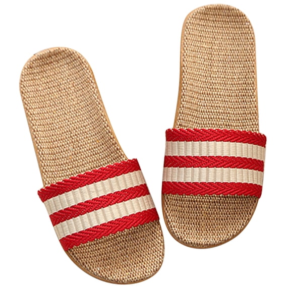 KAKOWELY 1 Pair Slippers for Women Breathable EVA Linen Simple Design Home Use