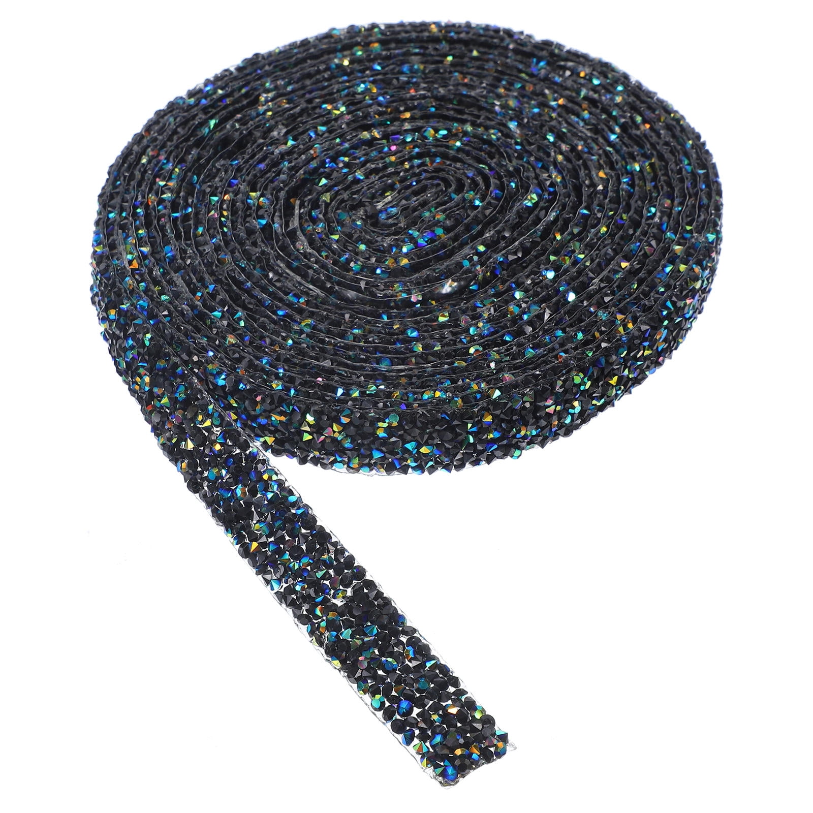 KAKOWELY 1 Roll Resin Rhinestone Tape Black Blue Ab for Vases Vehicles Women Self Adhesive Decorative