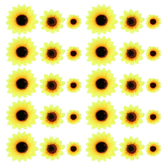 KAKOWELY 100 Pcs Artificial Sunflower Heads for Home Decor Yellow Silk Cloth Plastic Circular Realistic