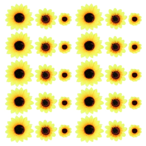 KAKOWELY 100 Pcs Artificial Sunflower Heads for Home Decor Yellow Silk Cloth Plastic Circular Realistic