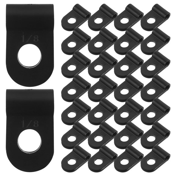 KAKOWELY 100Pcs Clamps For Wire Cable Clip Black PVC For Audio Setup