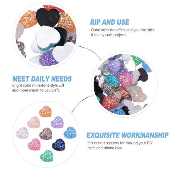 KAKOWELY 100Pcs Diy Heart Shape Decorative Stickers Resin Patches For Envelopes And