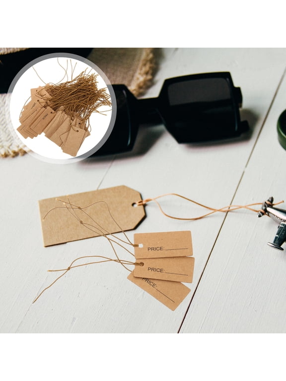 100Pcs Jewelry Price Tags with String Made of Kraft Paper for Pendant and Bracelet