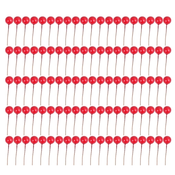 KAKOWELY 100Pcs Red Berry Decorations Foam Iron Wire Christmas Decor For General Users