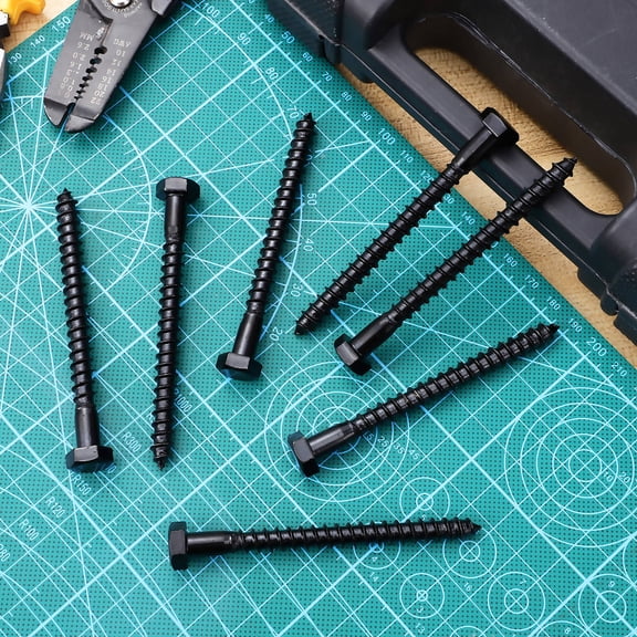 KAKOWELY 10Pcs Black Carbon Steel Lag Screw Bolts for Wood Decking and Fence Assembly