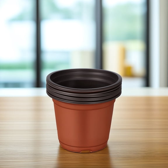 KAKOWELY 10Pcs Black Plastic Flower Pots for Plants in Kitchen