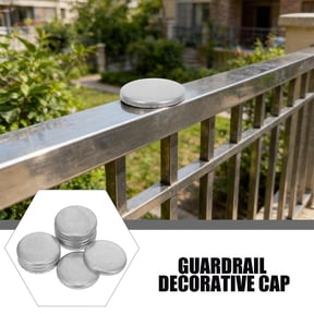 KAKOWELY 10Pcs Metal Round Railing End Caps Plated Silver for Garden Fence Deck Staircase Handrail Posts
