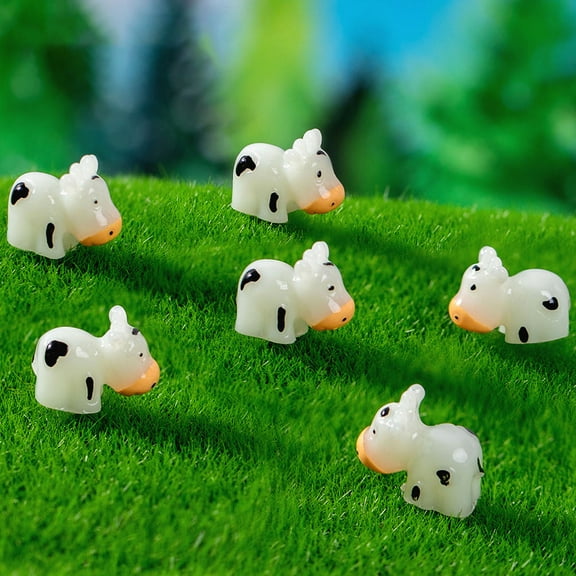 KAKOWELY 10Pcs Micro Landscape Mini Cow Figurines Resin Miniature Animal Figurines for Indoor Display