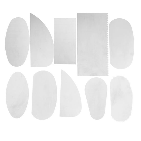 KAKOWELY 10Pcs Polymer Clay Modelling Tools for Sculpting and Trimming in White Stainless Steel