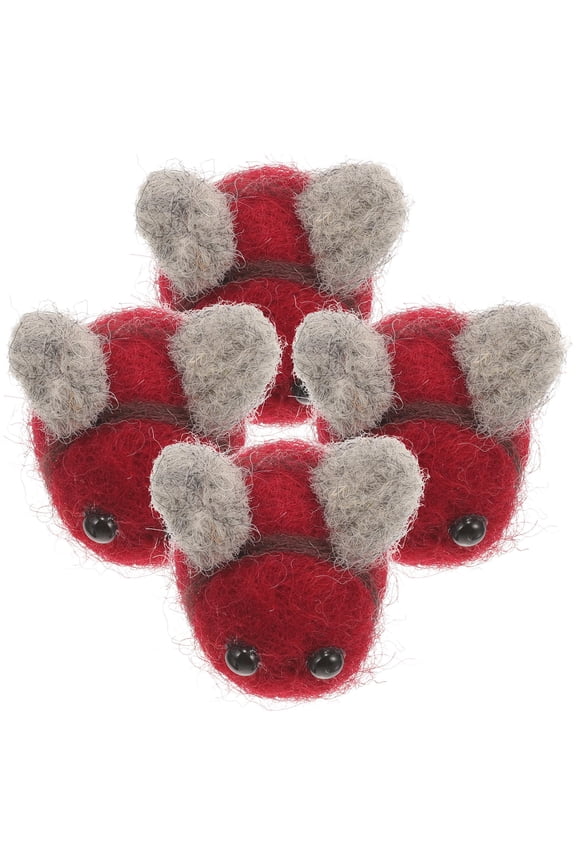 10Pcs Red Felt Bees Bee Decorations For Party Wall And Hair Clips