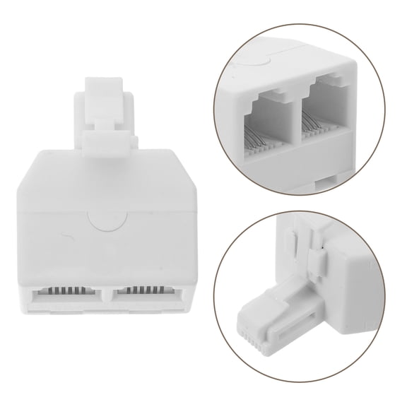 KAKOWELY 10Pcs Rj11 Phone Line Splitter Adapter 1 Male to 2 Female White Dual Port Telephone Jack