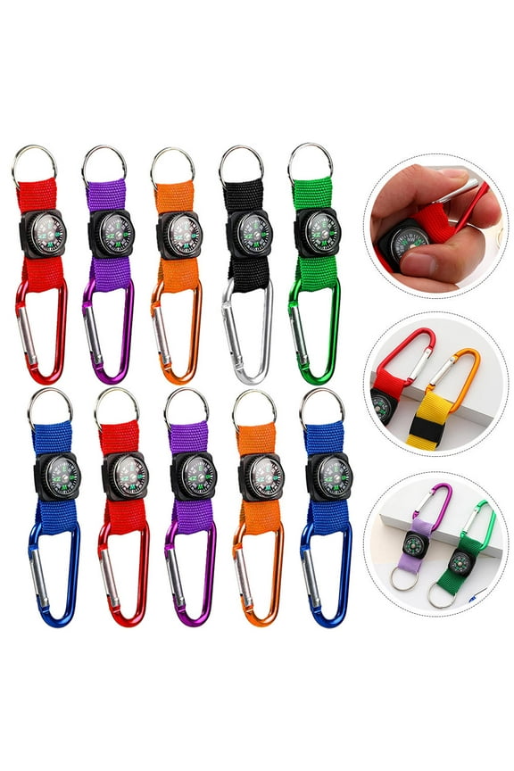 10Pcs Round Mini Compass Keychain Metal Direction Finding For Hikers And Campers Outdoor Adventure