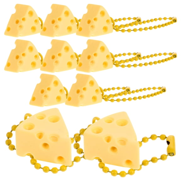 KAKOWELY 10Pcs Style Metal Cheese Shape Pendant Keychain for Bag Decor and Car Keys Decor 8.00X2.00X1.00CM