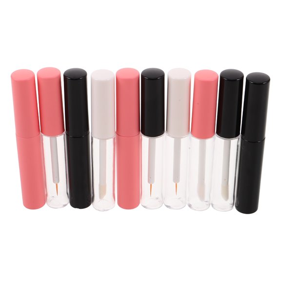 KAKOWELY 10Pcs Transparent Refillable Lip Gloss Tubes Leakproof Plastic Containers for Liquid Lipstick